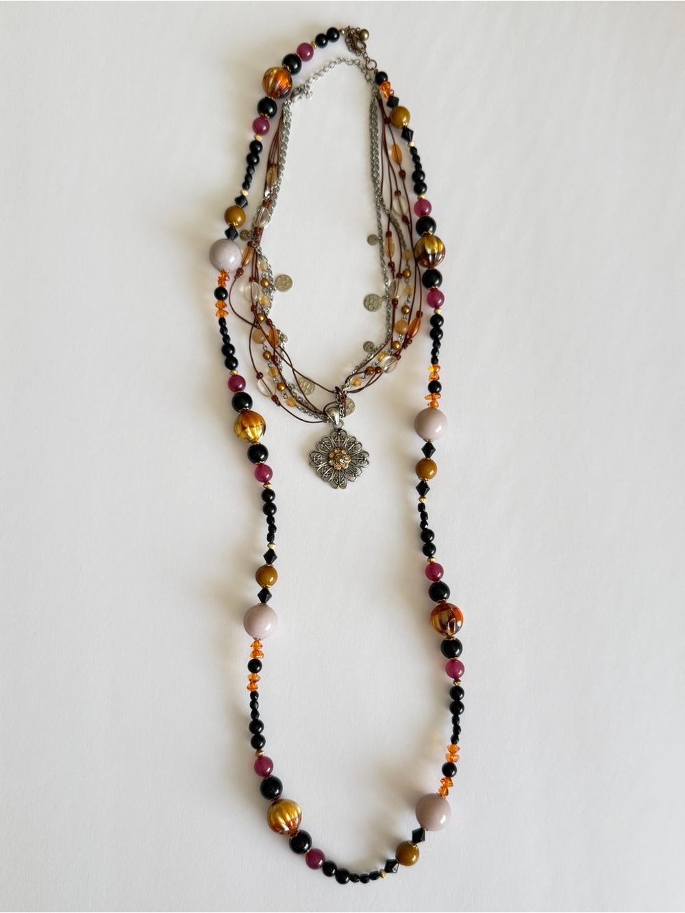 Reformation y2k vintage Multicolor boho 90s Beaded Layered Necklace
